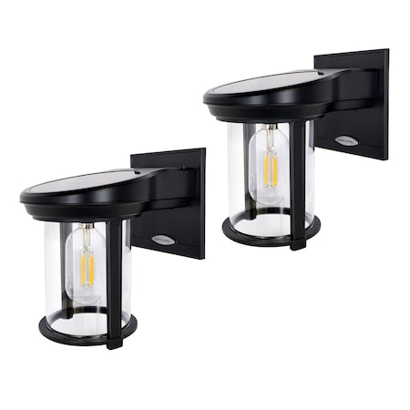 Gama Sonic Solar Coach Lantern, Edison Bulb, Black, 2PK 1BP2E40010